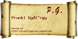 Prunkl György névjegykártya